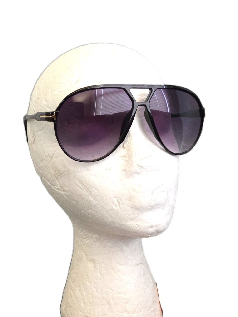 Unisex Black Trim Aviator Sunglasses UV Protection W68205 64[]15-14 Smoke Lenses